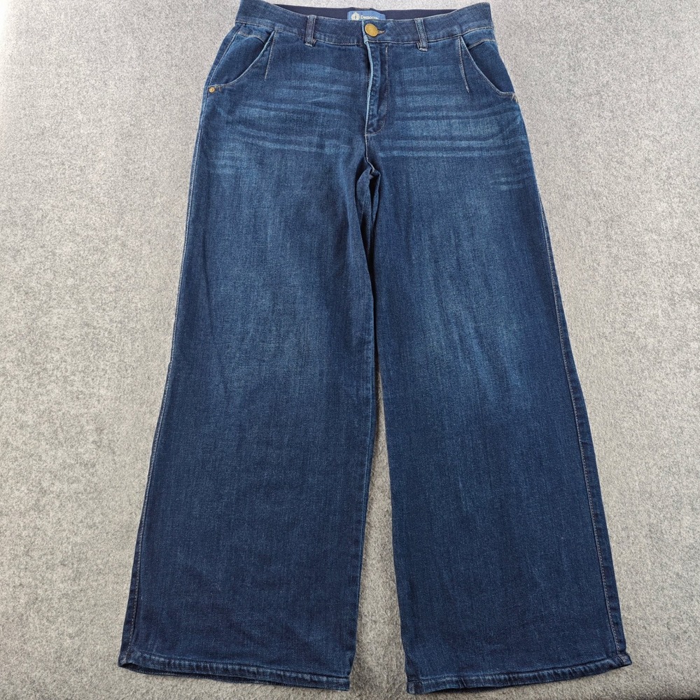 Democracy Ab Solution High Rise Wide Leg Jeans Womens 12 Medium Wash Stretch
